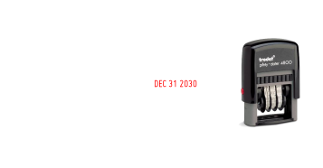 Order Now! Trodat 4800 Plastic Date Stamp. 1/8" tall date, 10+ years, 8 ink colors to choose from. Free Shipping. No Sales Tax - Ever!