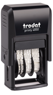 Order Now! Trodat 4850 Plastic Date Stamp. Add custom text or artwork above the adjustable date. Free Shipping. No Sales Tax - Ever!