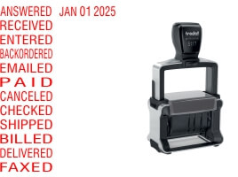 Trodat 5117 Dial-A-Phrase date stamps have a 5/32" tall date, 10+ years, multiple phrases, 8 ink colors to choose from. Free Shipping. No Sales Tax - Ever!