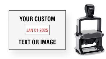 Customize your own Trodat 5480 Custom Rubber Stamp. Add lines of text, upload artwork, or both. 1 business day turn around! Free Shipping! No Sales Tax!