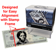 The Shiny Harriet Tubman stamp aligns easily to stamp Harriet's portrait over Andrew Jackson's on the twenty dollar bill, as was intended. Free shipping!