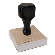 Premium 2" x 3" traditional wood knob handle rubber stamps. Assembled by hand with your custom text or artwork. Free Shipping. No Sales Tax - Ever!