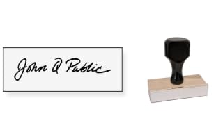 Order Now! Traditional Wood Handle Signature Stamp. Upload your signature, add a separate stamp pad, and you'll be set for thousands of impressions. Same day shipping. No sales tax - ever!