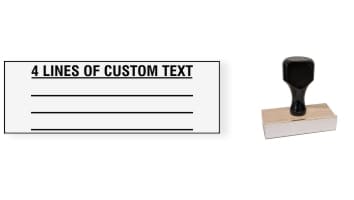 Order Now! 4 Line Knob Handle Wood Stamps. Assembled by hand with your custom text added on 4 lines. Free Shipping. No Sales Tax - Ever!