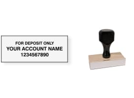 Order Now! Wood Knob Standard Check Endorsement Stamp. Just enter your bank, name and account number. Free shipping. No Sales Tax - Ever!