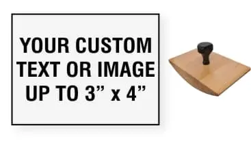 Order Now! 3" x 4" Wood Rocker Stamps. Assembled by hand with your custom text or artwork. Free Shipping. No Sales Tax - Ever!