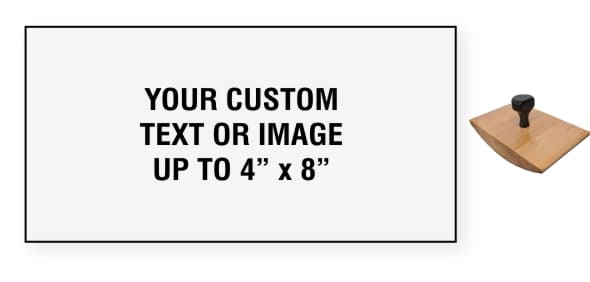 Order Now! 4" x 8" Wood Rocker Stamps. Assembled by hand with your custom text or artwork. Free Shipping. No Sales Tax - Ever!