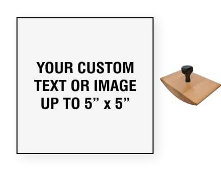 Order Now! 5" x 5" Wood Rocker Stamps. Assembled by hand with your custom text or artwork. Free Shipping. No Sales Tax - Ever!