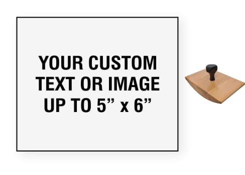 Order Now! 5" x 6" Wood Rocker Stamps. Assembled by hand with your custom text or artwork. Free Shipping. No Sales Tax - Ever!