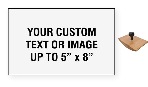 Order Now! 5" x 8" Wood Rocker Stamps. Assembled by hand with your custom text or artwork. Free Shipping. No Sales Tax - Ever!