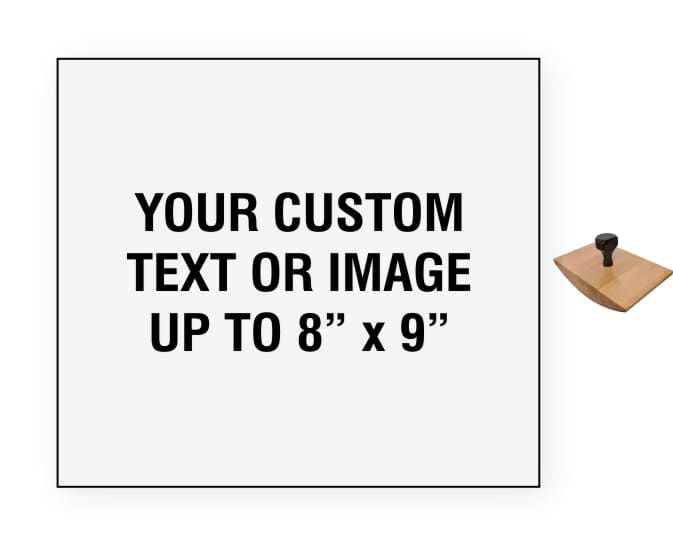 Order Now! 8" x 9" Wood Rocker Stamps. Assembled by hand with your custom text or artwork. Free Shipping. No Sales Tax - Ever!