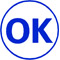 X-Stamper round stock design stamp with 5/8 inch impression of "OK". Available in Blue oil-based ink. Lifetime Warranty. Free Shipping!