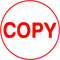 X-Stamper round stock design stamp with 5/8 inch impression of 'COPY'. Available in red oil-based ink. Lifetime Warranty. Free Shipping! No Sales Tax!