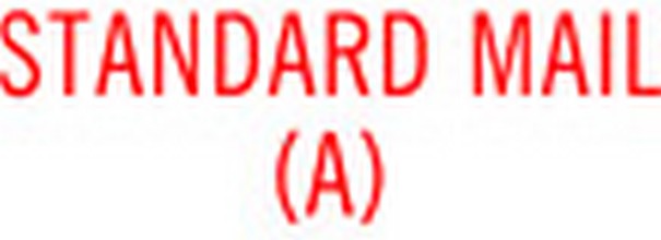 'STANDARD MAIL (A)' pre-inked Xstamper stock stamps with a 1/2" x 1-5/8" impression size. Multiple ink colors available. Free same-day shipping! No sales tax!