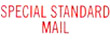 "SPECIAL STANDARD MAIL" pre-inked Xstamper stock stamp with a 1/2" x 1-5/8" impression size. Multiple ink colors available. Free shipping! No sales tax!