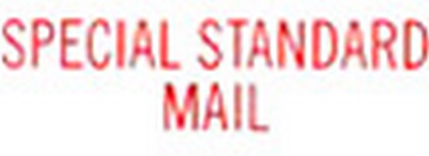 "SPECIAL STANDARD MAIL" pre-inked Xstamper stock stamp with a 1/2" x 1-5/8" impression size. Multiple ink colors available. Free shipping! No sales tax!