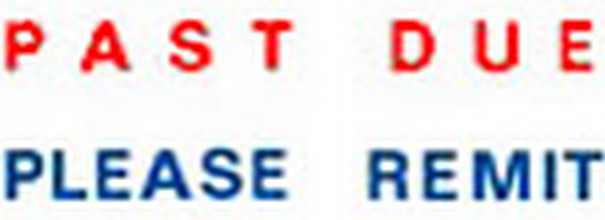 "PAST DUE PLEASE REMIT" (BLUE/RED) pre-inked Xstamper stock stamps with a 1/2" x 1-5/8" impression size. Free same-day shipping! No sales tax!