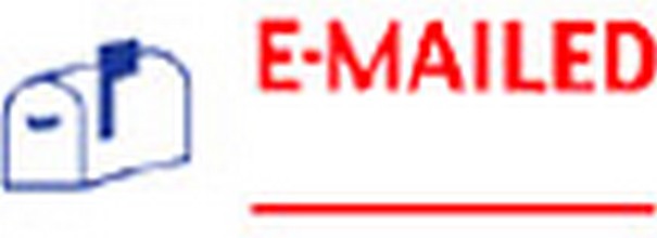 "E-MAILED" (BLUE/RED) pre-inked Xstamper stock stamps with a 1/2" x 1-5/8" impression size. Free same-day shipping! No sales tax!