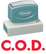 "C.O.D" X-large pre-inked Xstamper stock stamps with a 7/8" x 2-3/4" impression size. Oil-based Ink. Free same-day shipping! No sales tax!