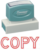 "COPY" X-large pre-inked Xstamper stock stamps with a 7/8" x 2-3/4" impression size.Oil-based Ink. Free same-day shipping! No sales tax!